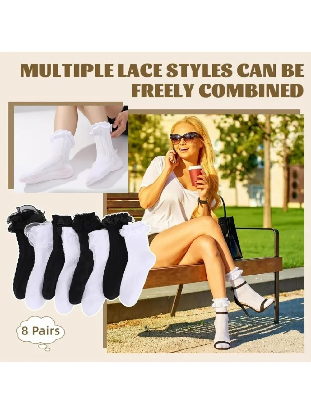 Cute Lace Ruffle Crew Socks | Frilly Princess Dress Socks for Girls